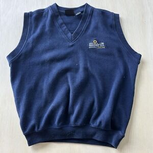 DIPORT USA Sweater Vest Mens Small Blue V Neck Knit Windrift Avalon Logo